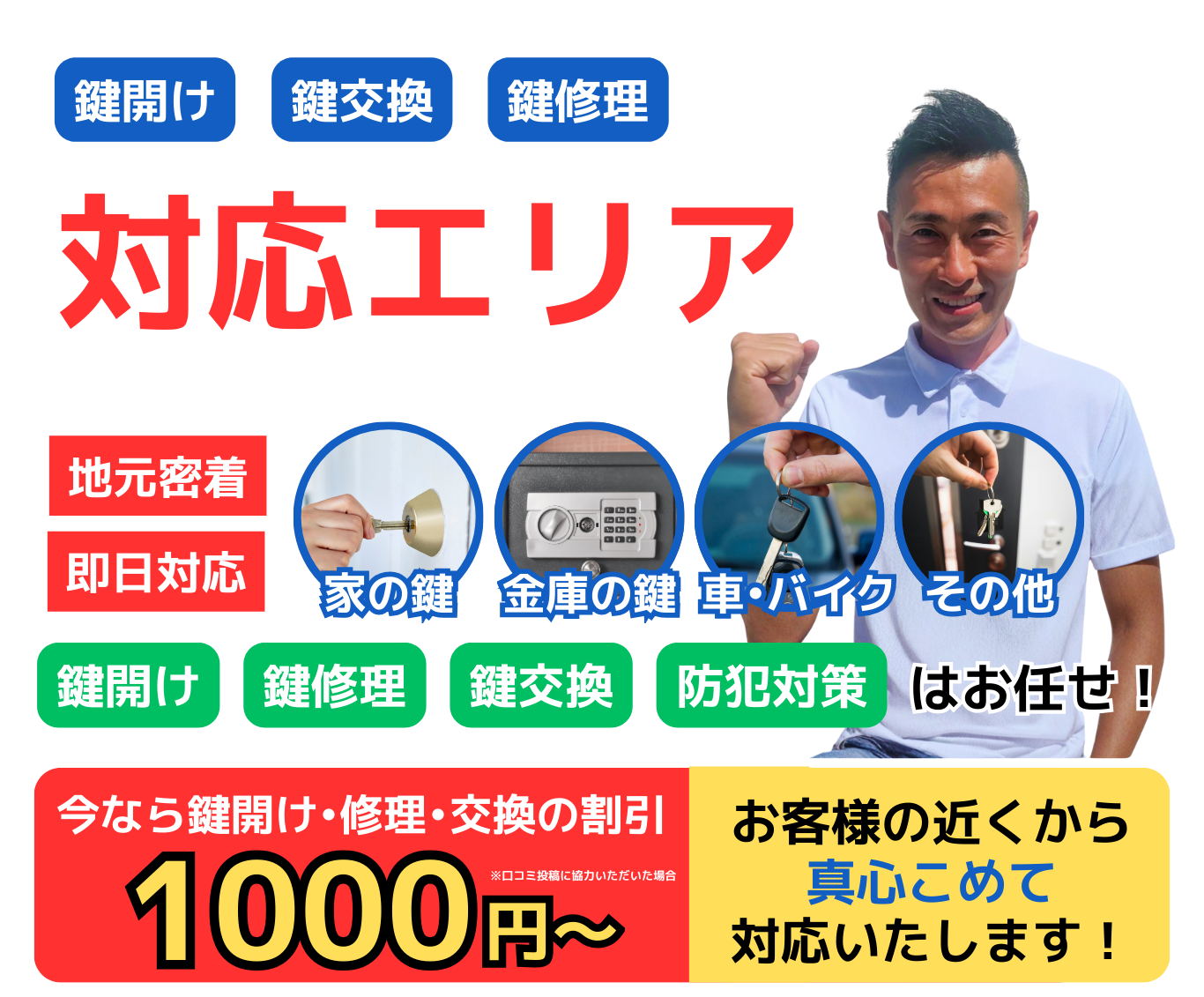 鍵屋さんの近くの対応エリア